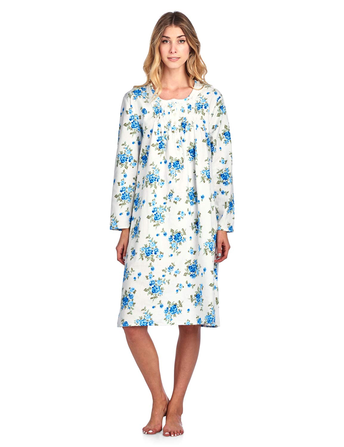 Casual Nights Womens Flannel Floral Long Sleeve Nightgown