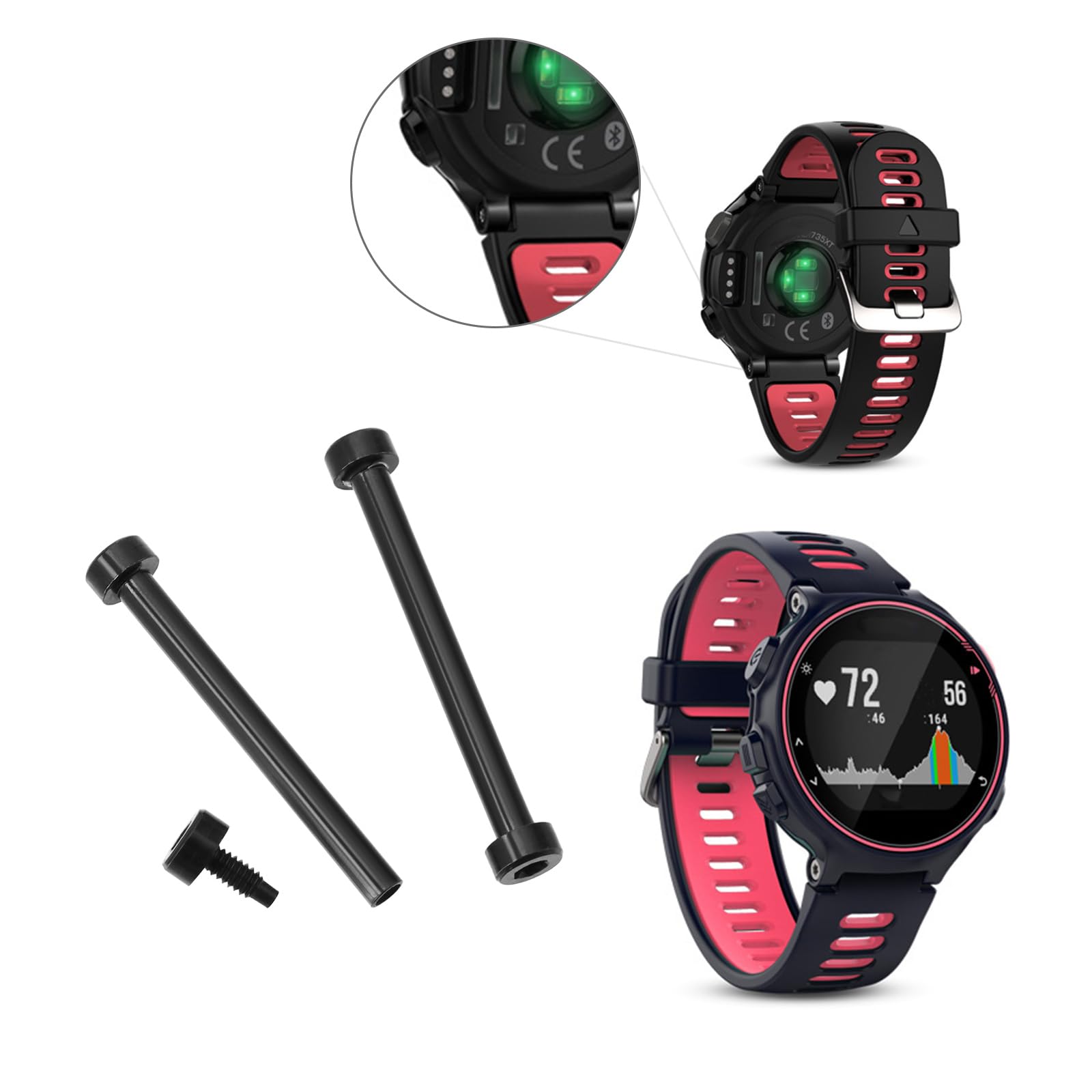 LT Easiyl 1Set Watch Band Lug Link Pins Repair Kit with 2x Metal Screw Rods 2x Screwdrivers Compatible with Garmin Fenix Forerunner220 230 235 620 735XT - Image 2