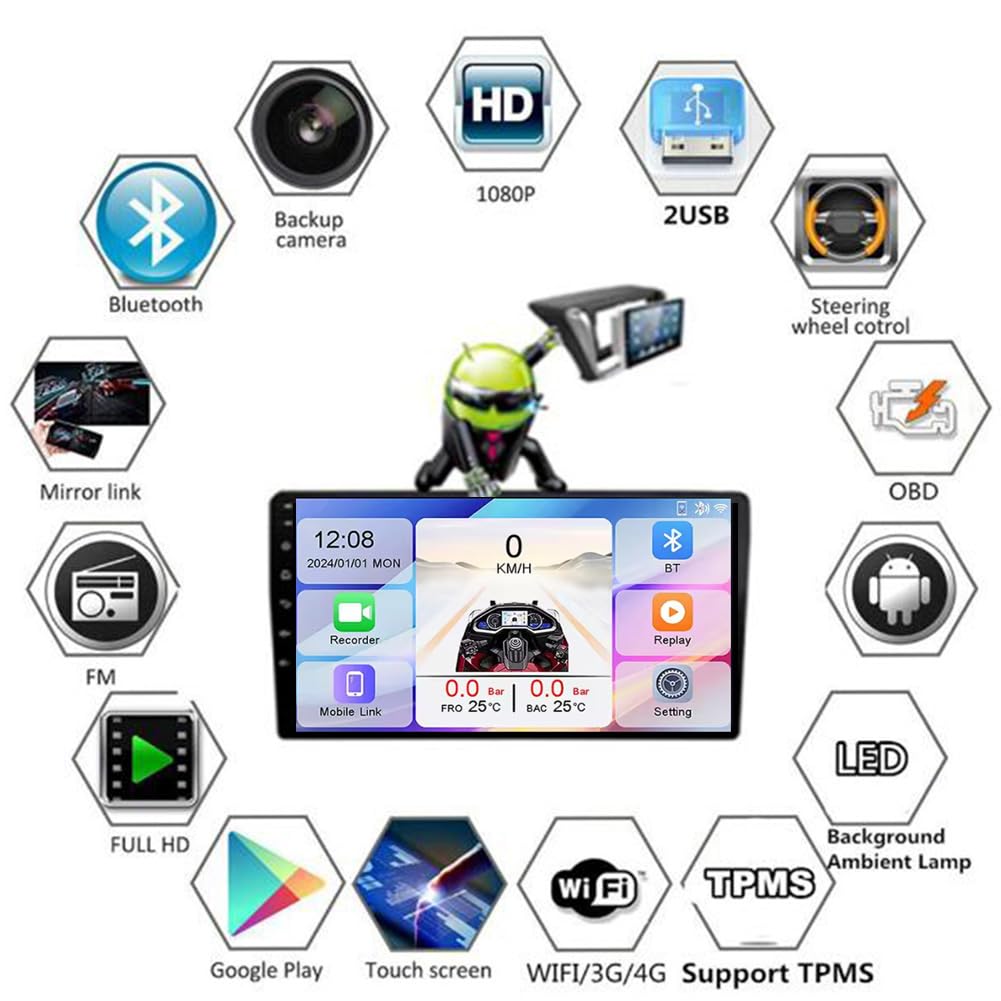 Android 15 Radio Estéreo 9 Inch Pantalla Táctil Capacitiva Navegación GPS USB 4G Red WLAN Bluetooth para Touran 2016 Audio FM/Am/RDS Radio Video Player WiFi SWC,8Core4G+WiFi2G+64G