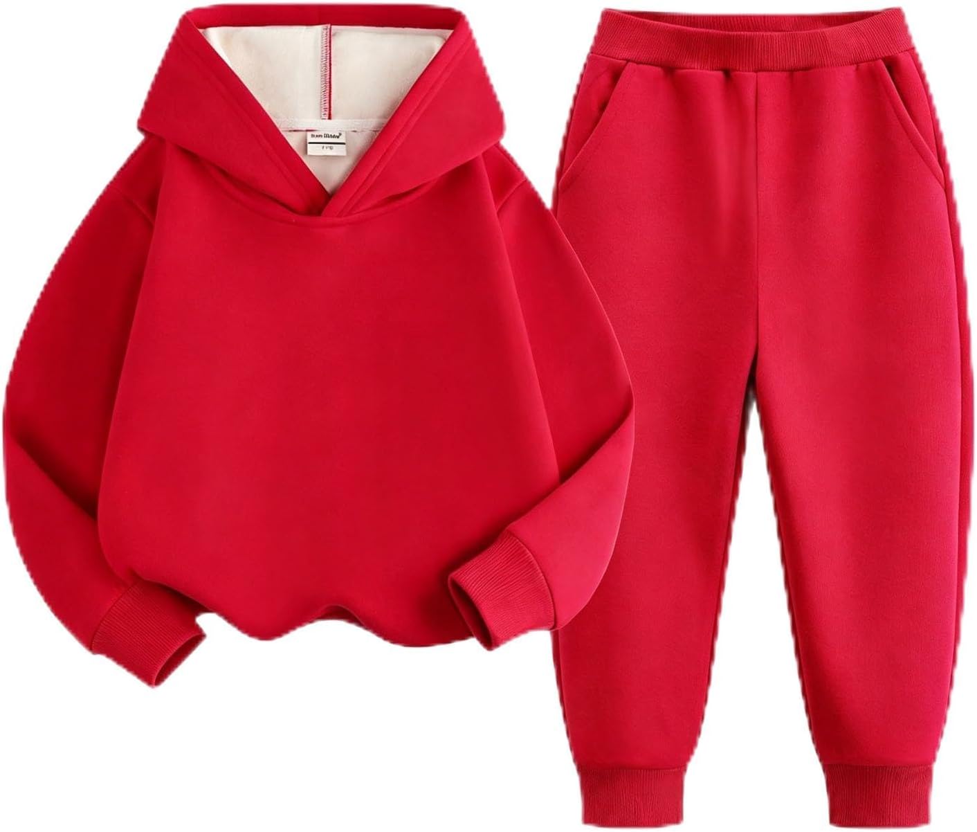 Boys Girls Basic Hooded Sweatshirt and Jogger Pants Sportswear 2 Piece