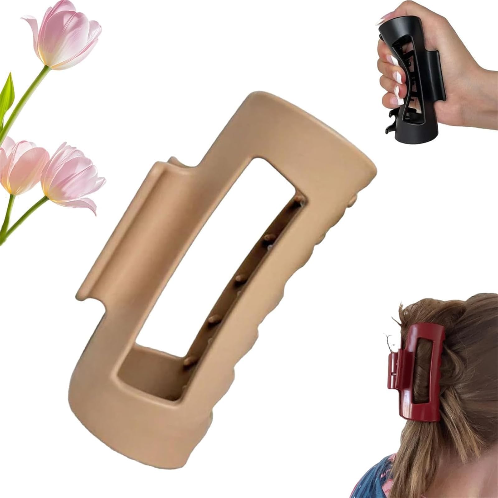 Cloud Clip, Cloud Hairpin,Cozy Clip, 4.2in Medium Soft Hair Claw Clips, Flexible and Unsnappable Claw Clips, Strong Hold Non-slip for Thick or Fine Hair (Coffee)