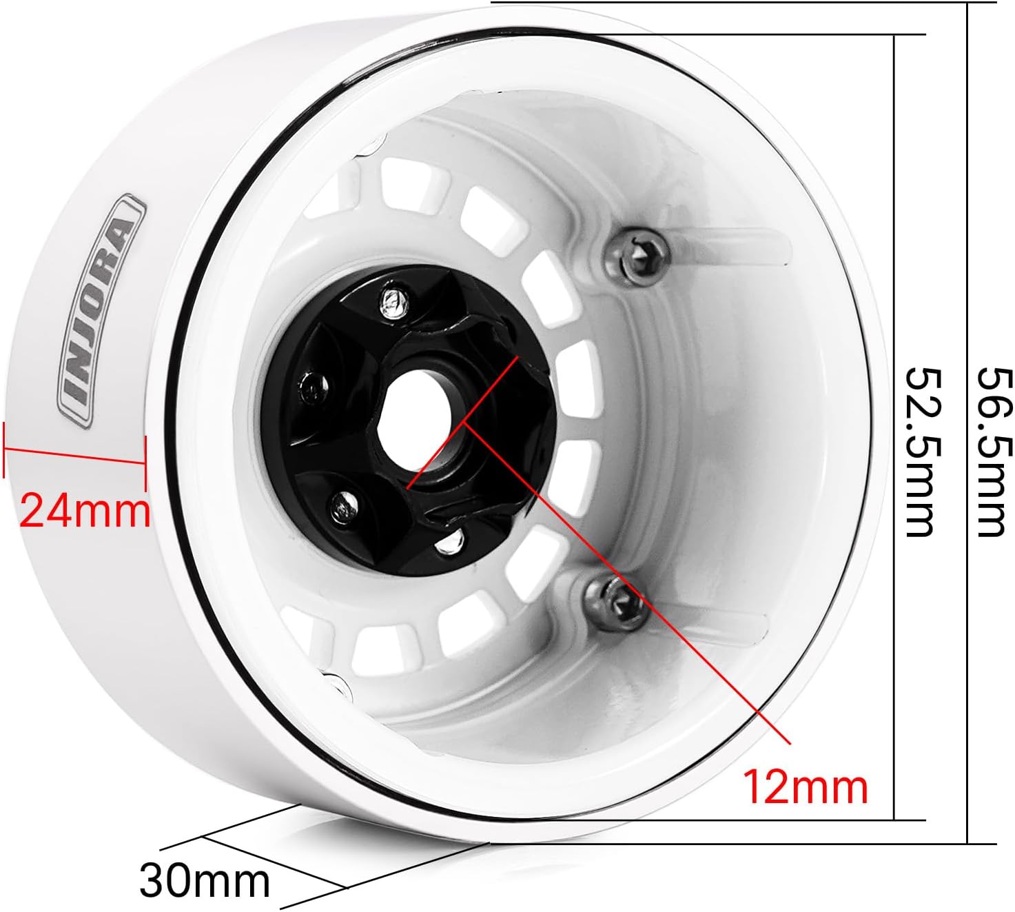 INJORA CNC Aluminum Multi-Spoke 1.9" Wheels for 1/10 RC Crawlers Upgrade(White)