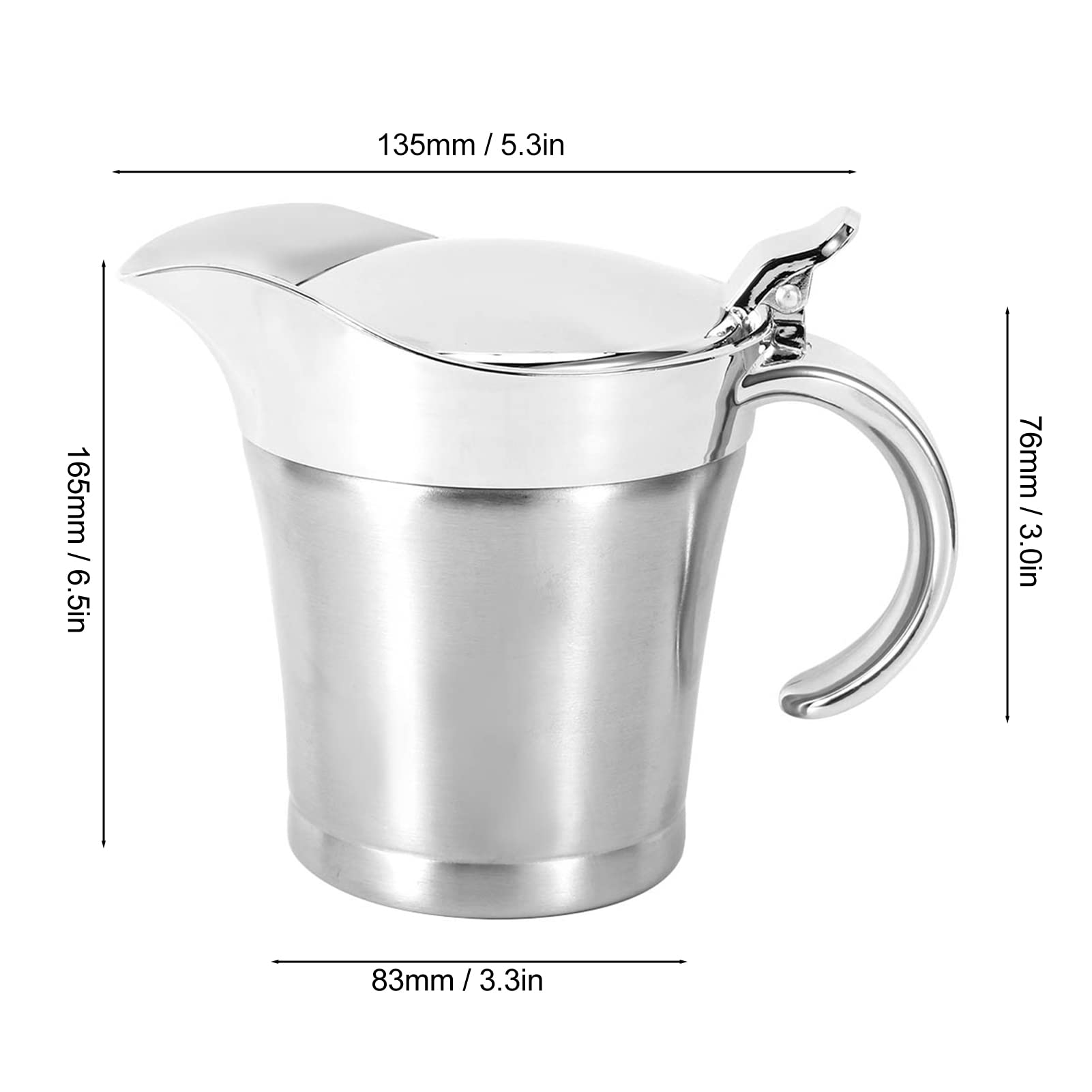 750Ml Salsera de Acero Inoxidable de Doble Pared,Recipiente Aislado para Salsas con Tapa,Calentador de Salsas,Mantiene la Comida Caliente o Fría,Salseras para Salsa,Natillas o Crema, Salsa
