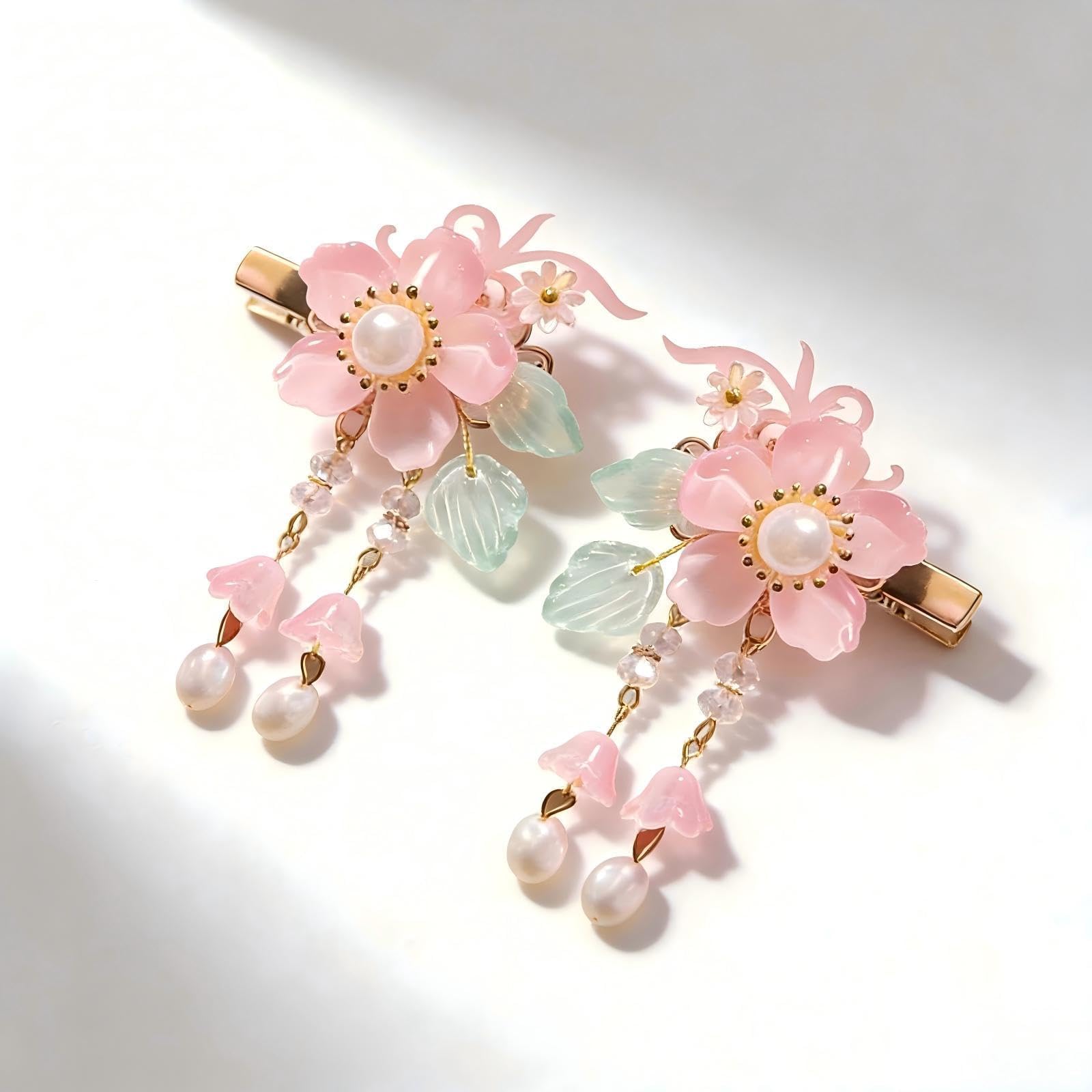 Amazon.com : Vintage Pink Flower Hair Clips - 2Pcs Sakura
