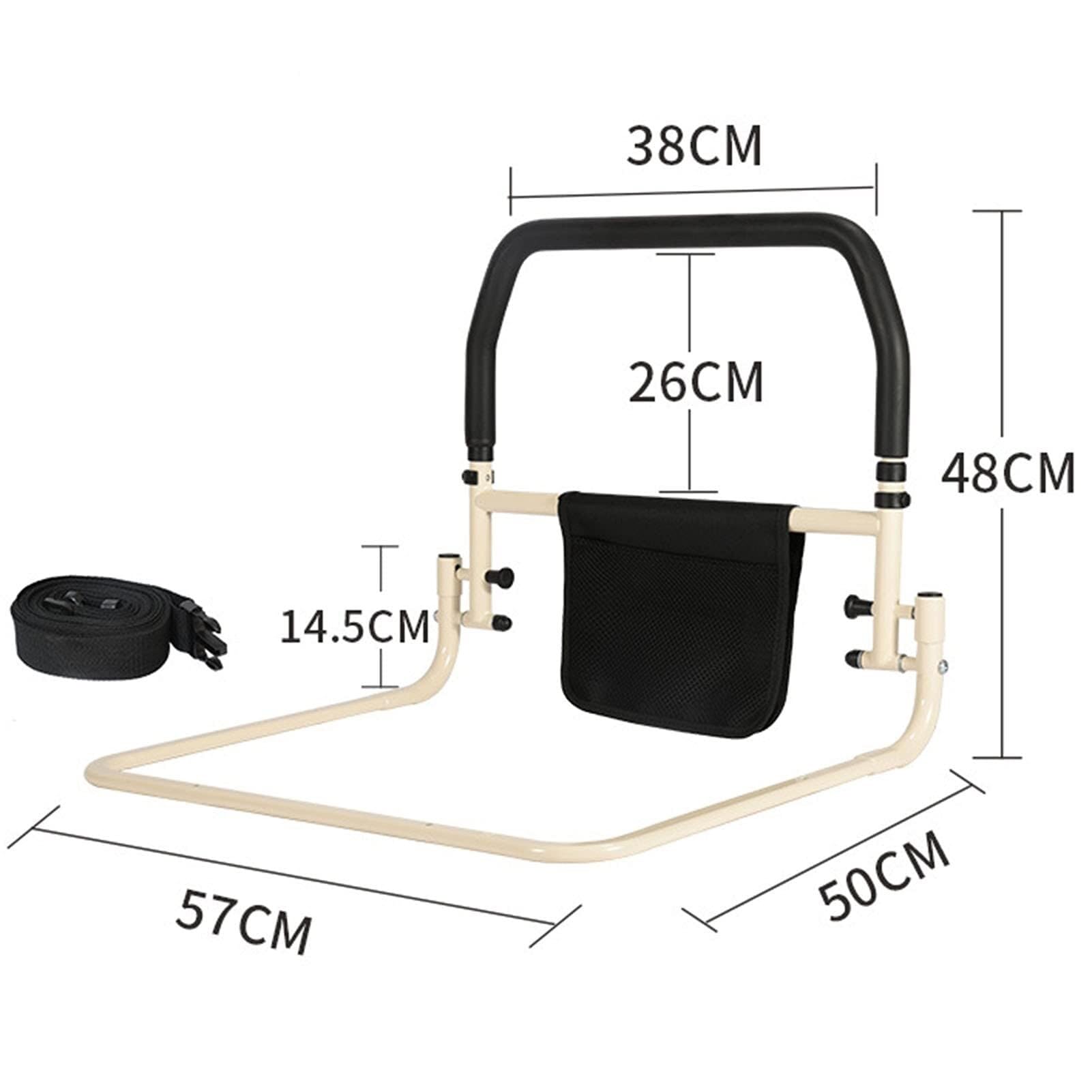 Sponde for letto for la sicurezza degli adulti anziani, sponde for anziani sul comodino, con altezze regolabili Tasca portaoggetti for supporto, ringhiere laterali, dispositivi di assistenza for l'ass