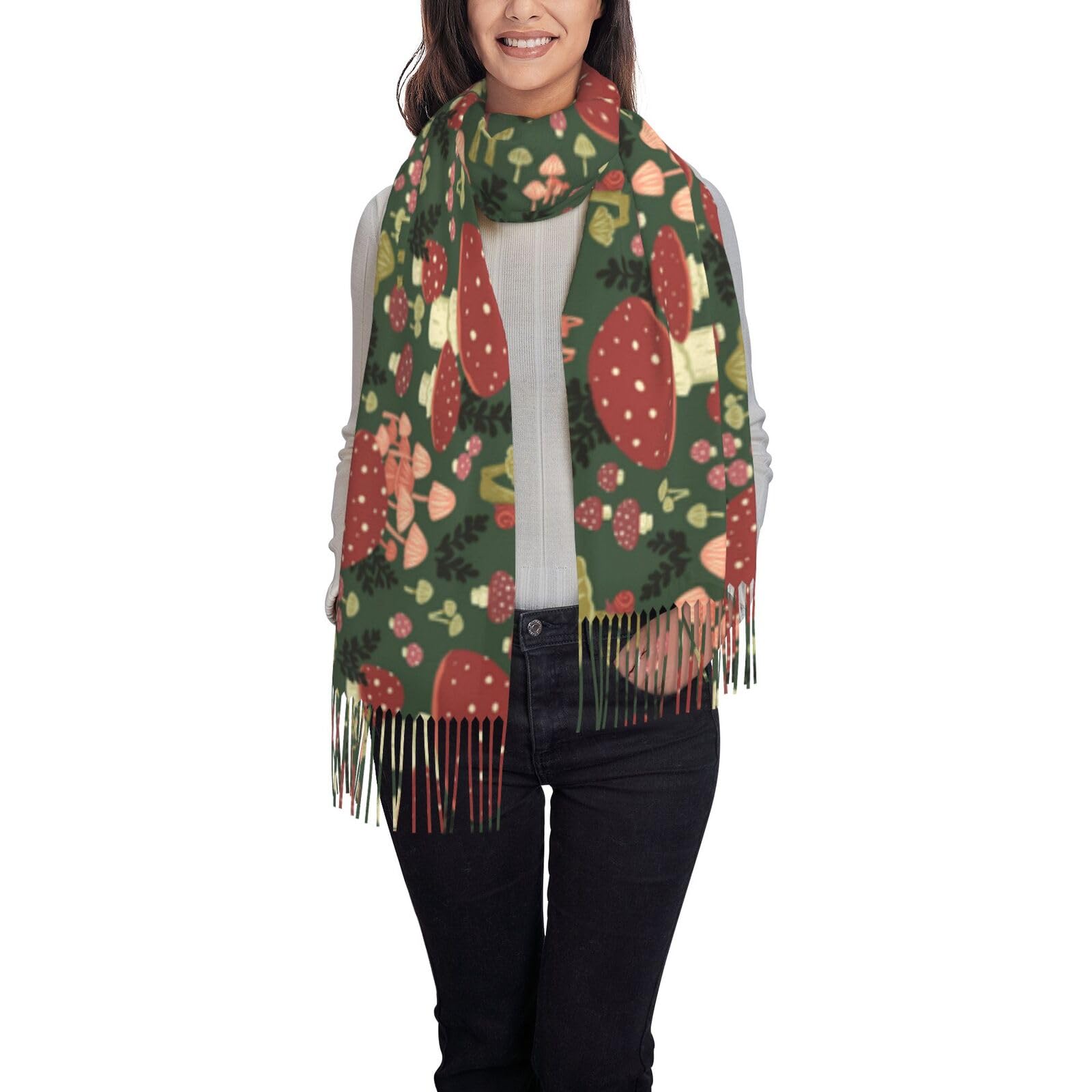 Jmorco Unisex Bright Mushrooms Art Scarves For Women Lightweight Shawl Winter Warm Thick Print Scarf Wrap