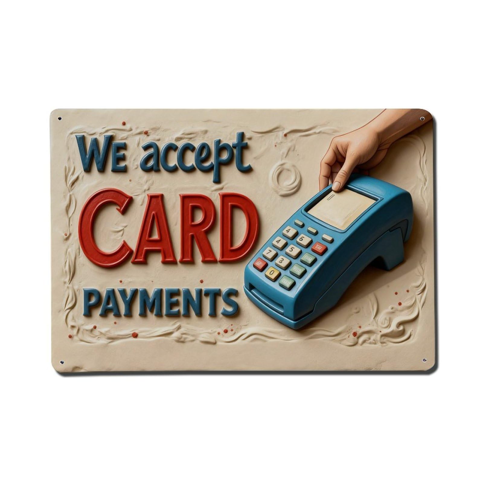 Card Payment Terminal Hand Sign Metal Tin Sign Plaque