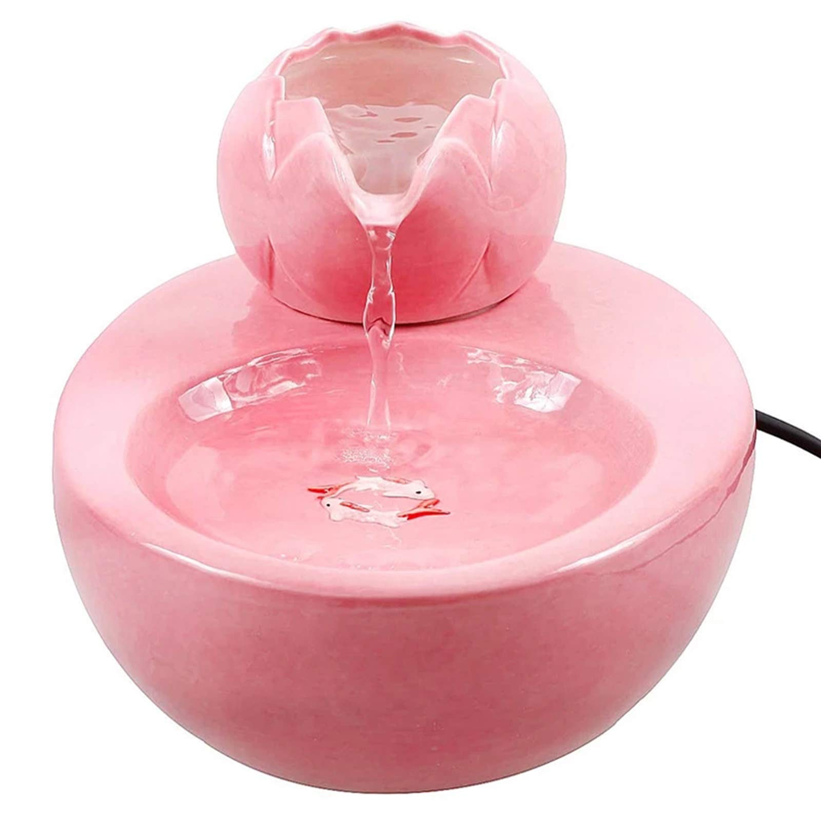 Fontanella per Animali Domestici in Ceramica, Fontana per Cani in Porcellana, Erogatore d'Acqua per Fontana Potabile per Animali Domestici Ultra Silenzioso da 1,3 L con 5 Filtri di Ricambio