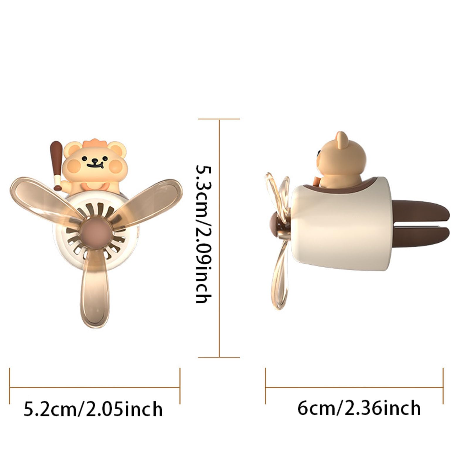 Deodoranti per auto a forma di anatra, con clip per bocchetta dell'aria, con clip per bocchetta dell'aria, decorazione rotante per diffusore per auto, con 2 confezioni di compresse di ricambio (beige