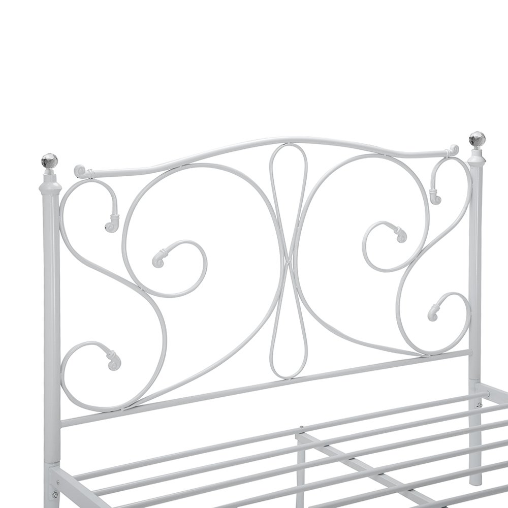 Panana Luxury White 4FT6 Double Metal Bed Frame With Crystal Finials