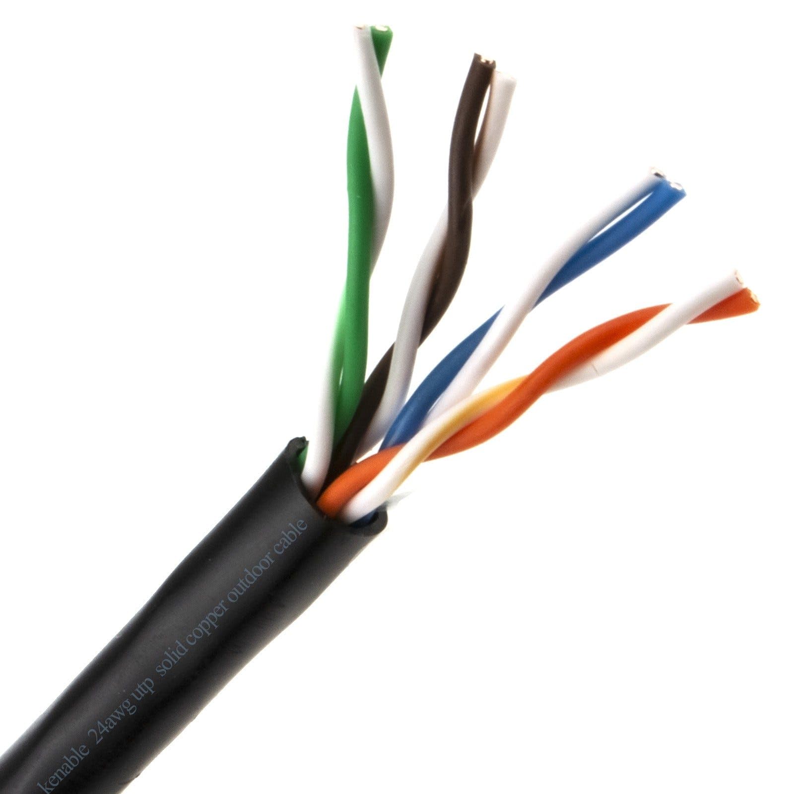 kenable Cavo di rete Ethernet CAT5e esterno in puro rame massiccio UTP 100 m nero [100 metri]