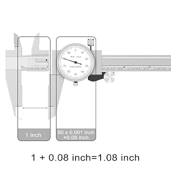 HDLNKAK Dial Caliper 0.001 + Vernier Caliper 1/128 inch/0.05mm, High Precision Caliper, Measuring Caliper Tool