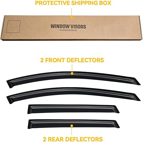 Miniatura 233 de Visera de ventana para Toyota 4Runner 2010-2024, protectores de lluvia de canal exterior, deflector de ventilación, sombra de viento, humo oscuro