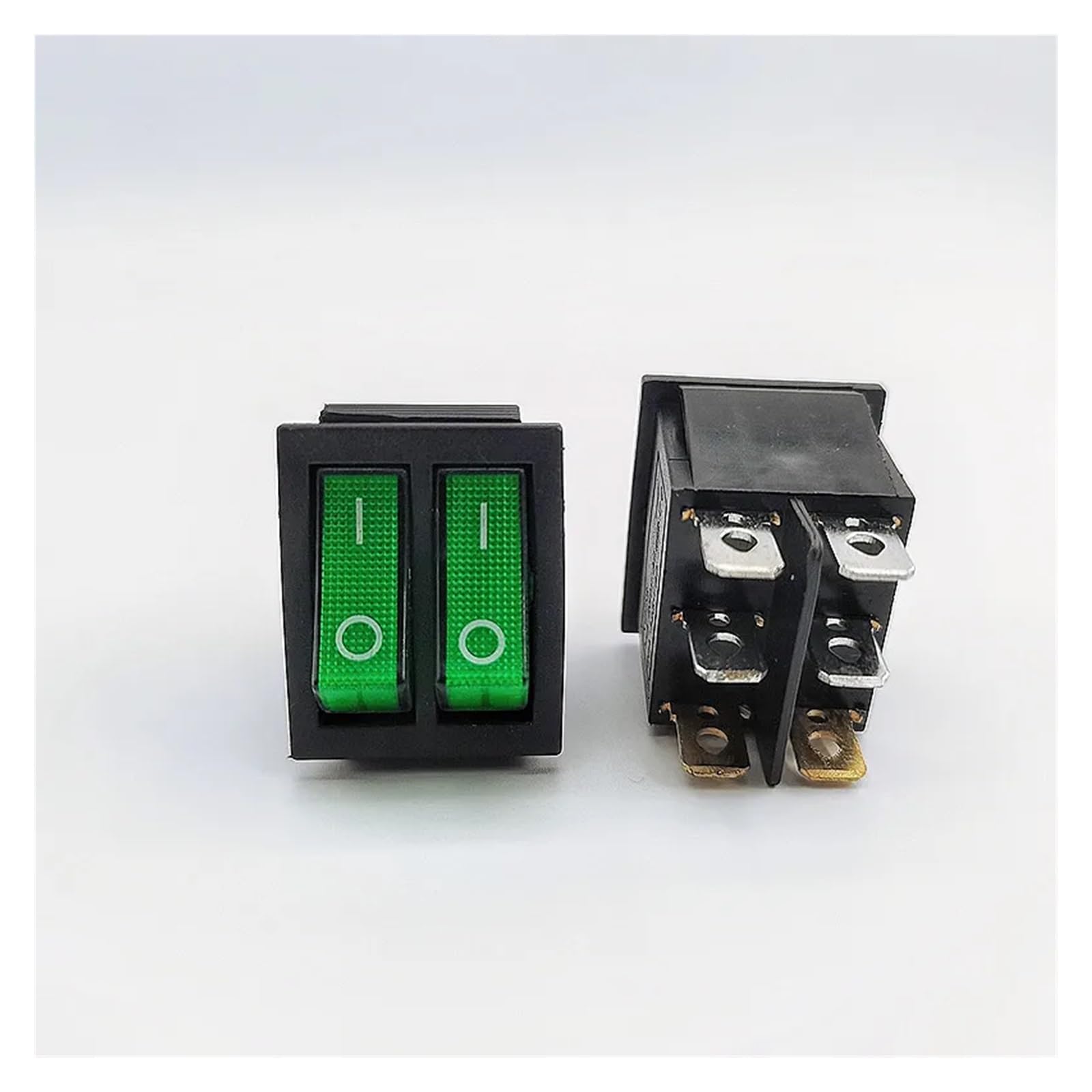 AUOQKQUT 1PCS KCD8 6PIN green 16A 250V 20A 125V Double Light Switch Rocker Switch ON-OFF KCD6
