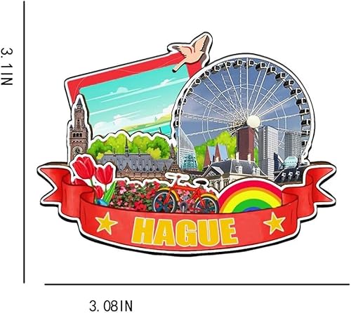 Miniatura 3 de Imán de la Haya Países Bajos para nevera de madera 3D Monumentos de viaje coleccionables, recuerdos decorativos hechos a mano -4031