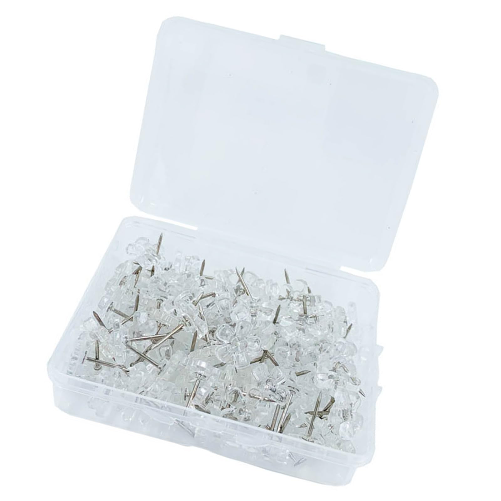 100Pcs Clear Flower Head Push Pins Decorative Thumbtacks Cork Notice Board Pin with Case for Cork Bulletin Wall Hanging Push Pins