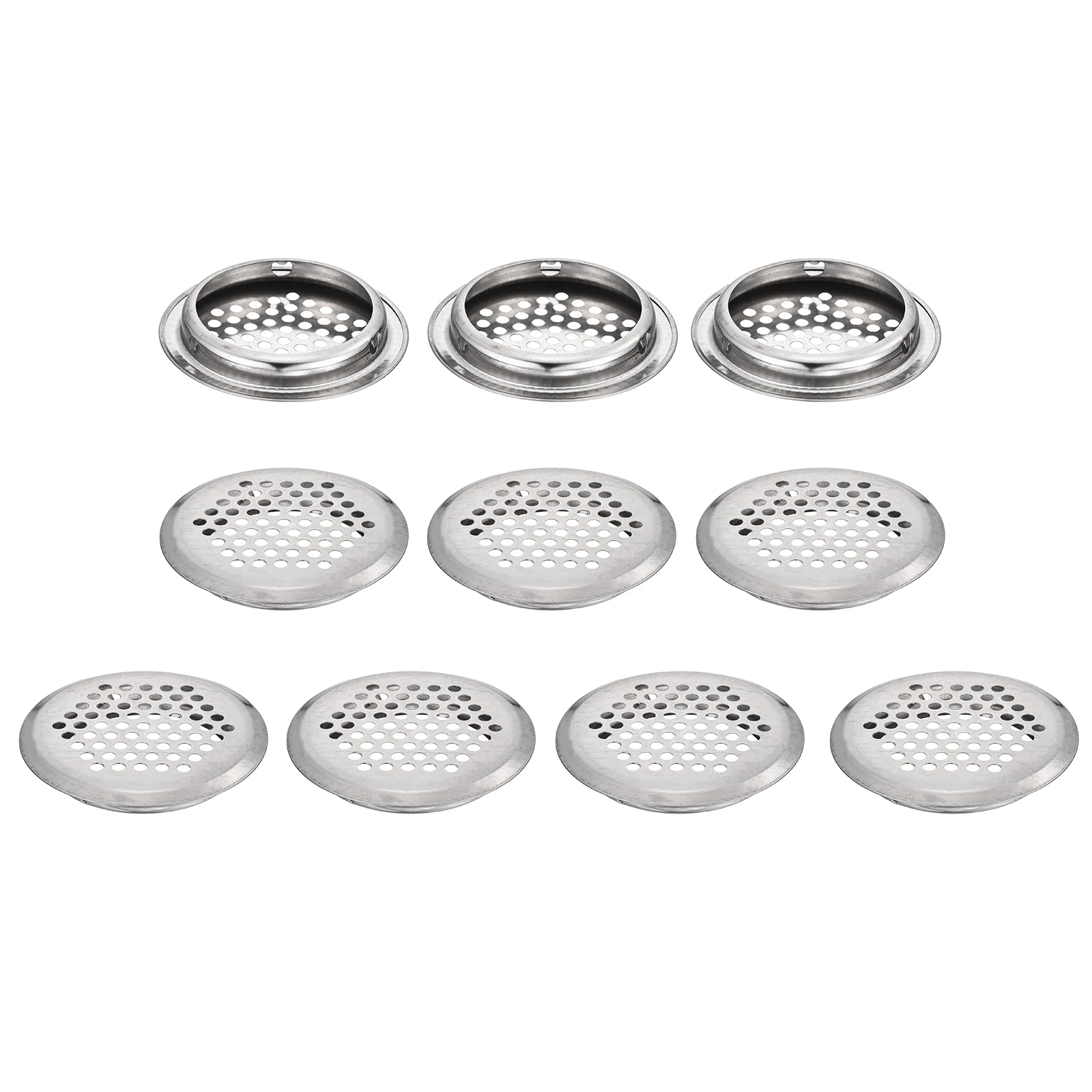 sourcing map 10pcs Circular Air Vents 2.1" (53mm) Soffit Vent Cover Silver
