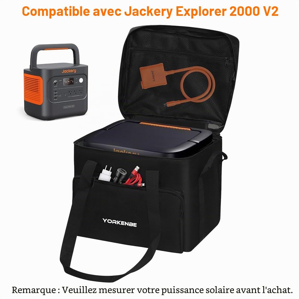 Étui de transport compatible avec Jackery Explorer 2000 V2, résistant à l'eau, sac de rangement rembourré portable pour station d'alimentation, pour les voyages en camping-car, le camping en