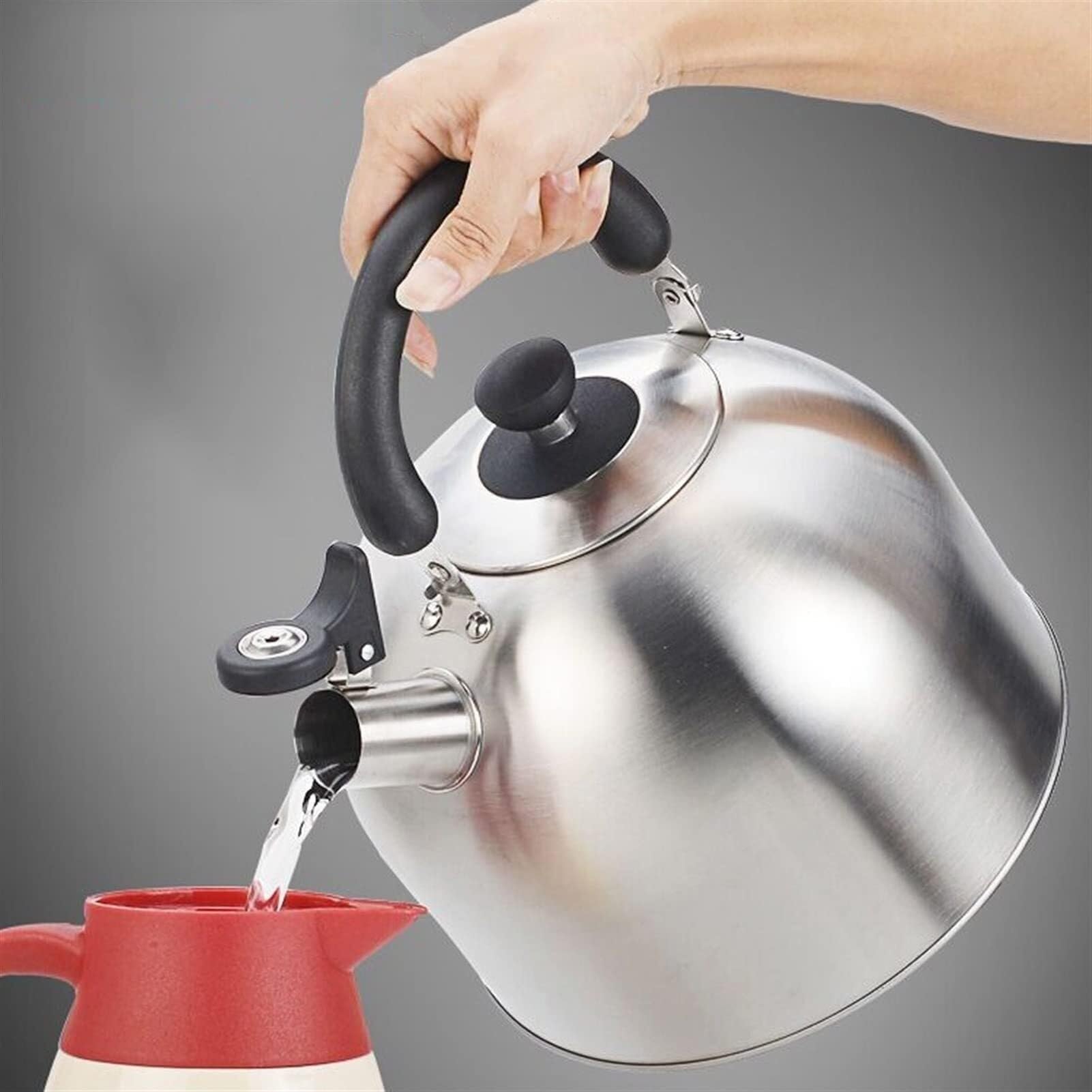 hervidor esmaltado, Acero inoxidable 304 premium, mango ergonómico, for todas las estufas(2.5 Quart)