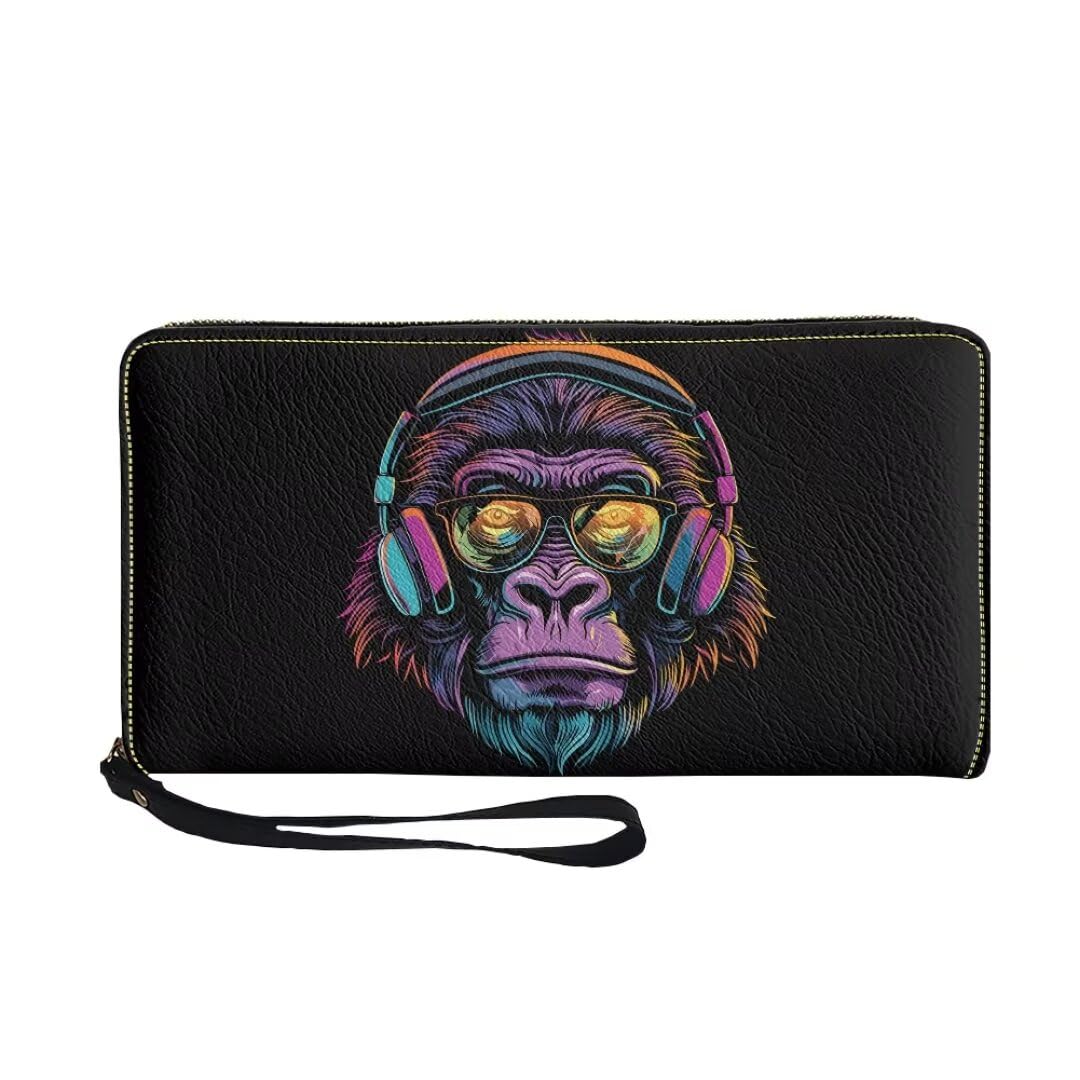 Chicprint Music Gorilla PU Leather Credit Card Holder Clutch Wallets for Women