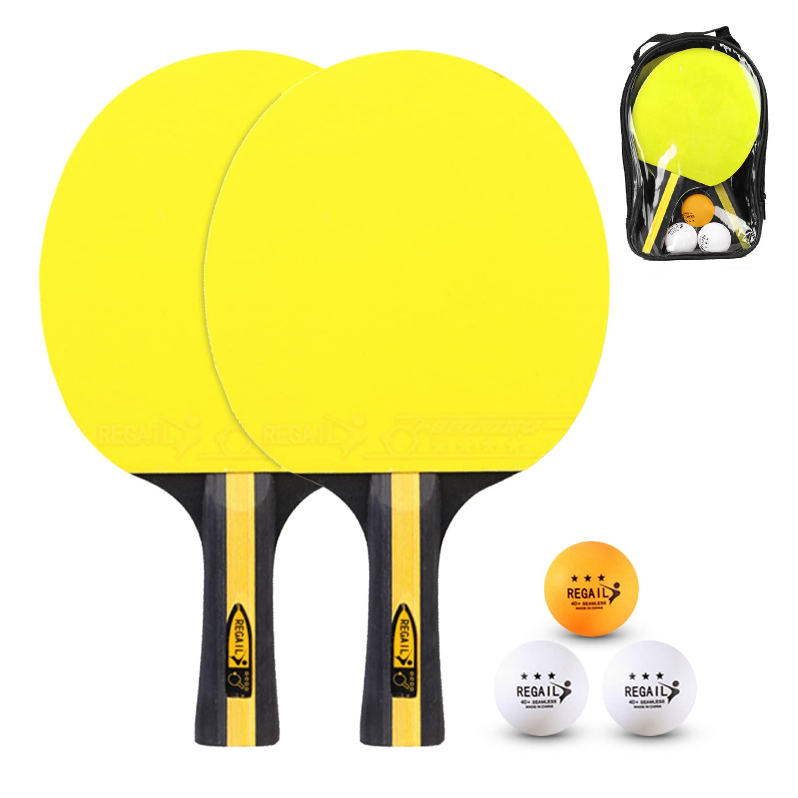 IUPPA Ping Pong Paddles and Table Tennis Set Pack of 2 Ping Pong Rackets with 3 Balls and Carry Bag for Beginners Boys Girls