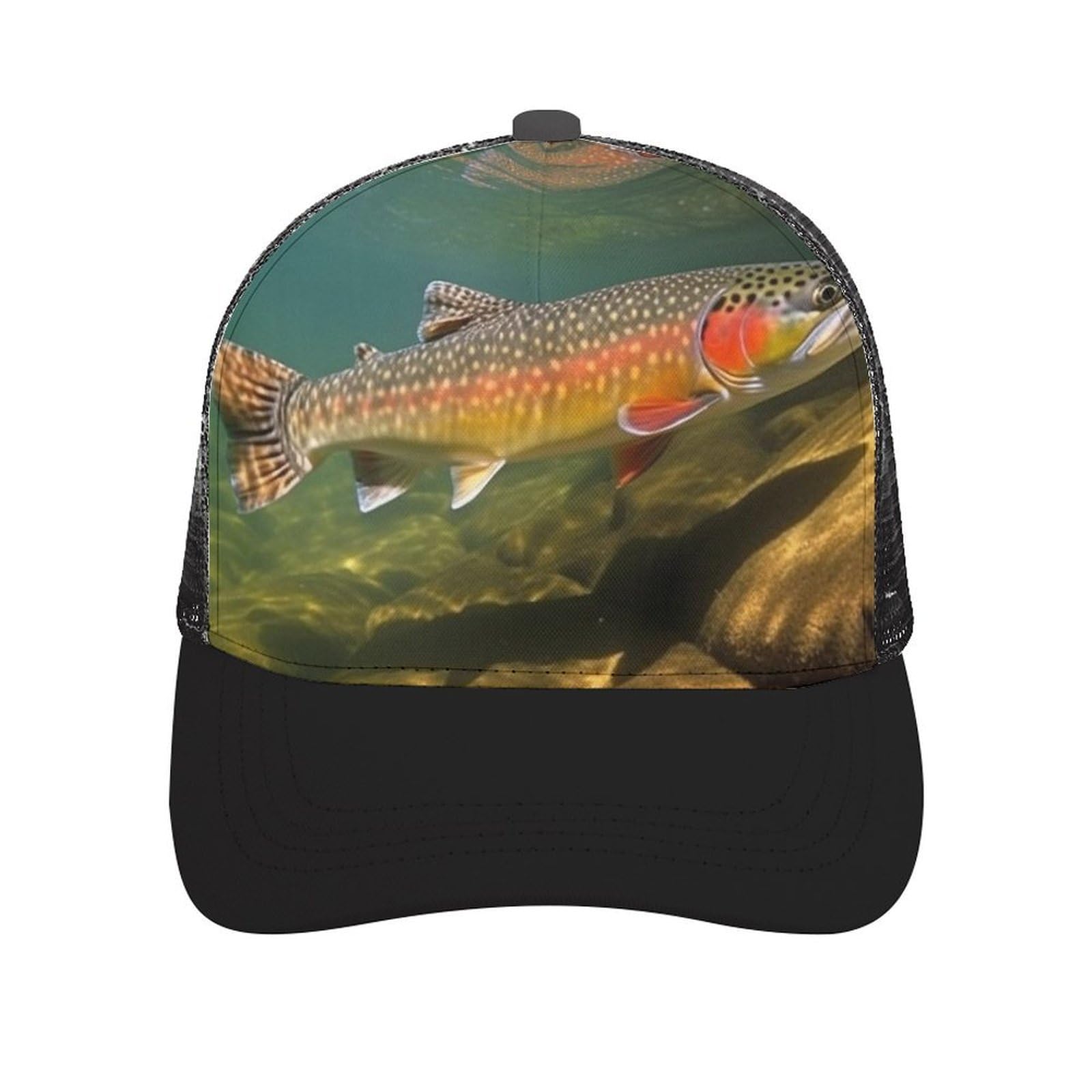 Brook Trout Fly Fishing Men’s Baseball Cap Hat Hip-Hop Hats Water Resistant UPF 50 Lightweight Men’s Hat