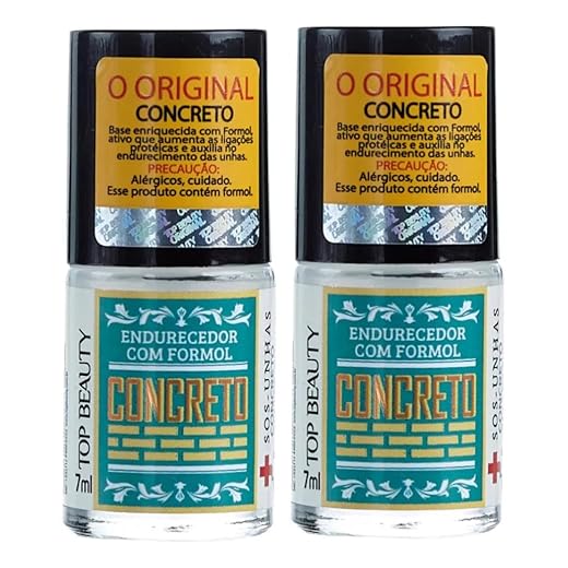 Kit 2 Base Concreto Endurecedor Formol Top Beauty SOS 7ml