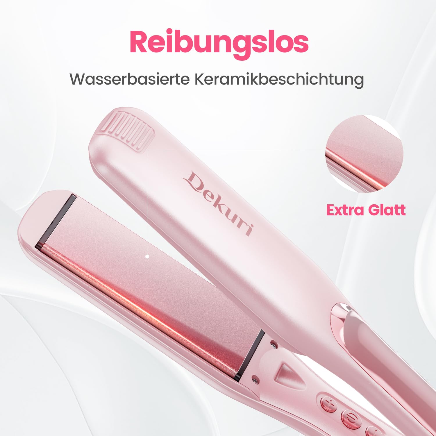Dekuri Fer à lisser et fer à friser 2 en 1, plaques de 42 mm de large, fer à lisser en céramique à base d'eau pour cheveux épais et longs, idée cadeau élégante pour femme, surprise pour petite amie et | Fer à lisser en céramique à base d'eau pour boucler