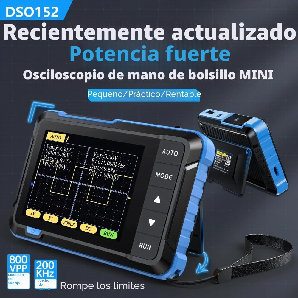 DollaTek DSO152 Mini osciloscopio digital manual 2,5 MSa/s 200 KHz Ancho de banda analógico 800 VPP Admite actualización de firmware Salida PWM