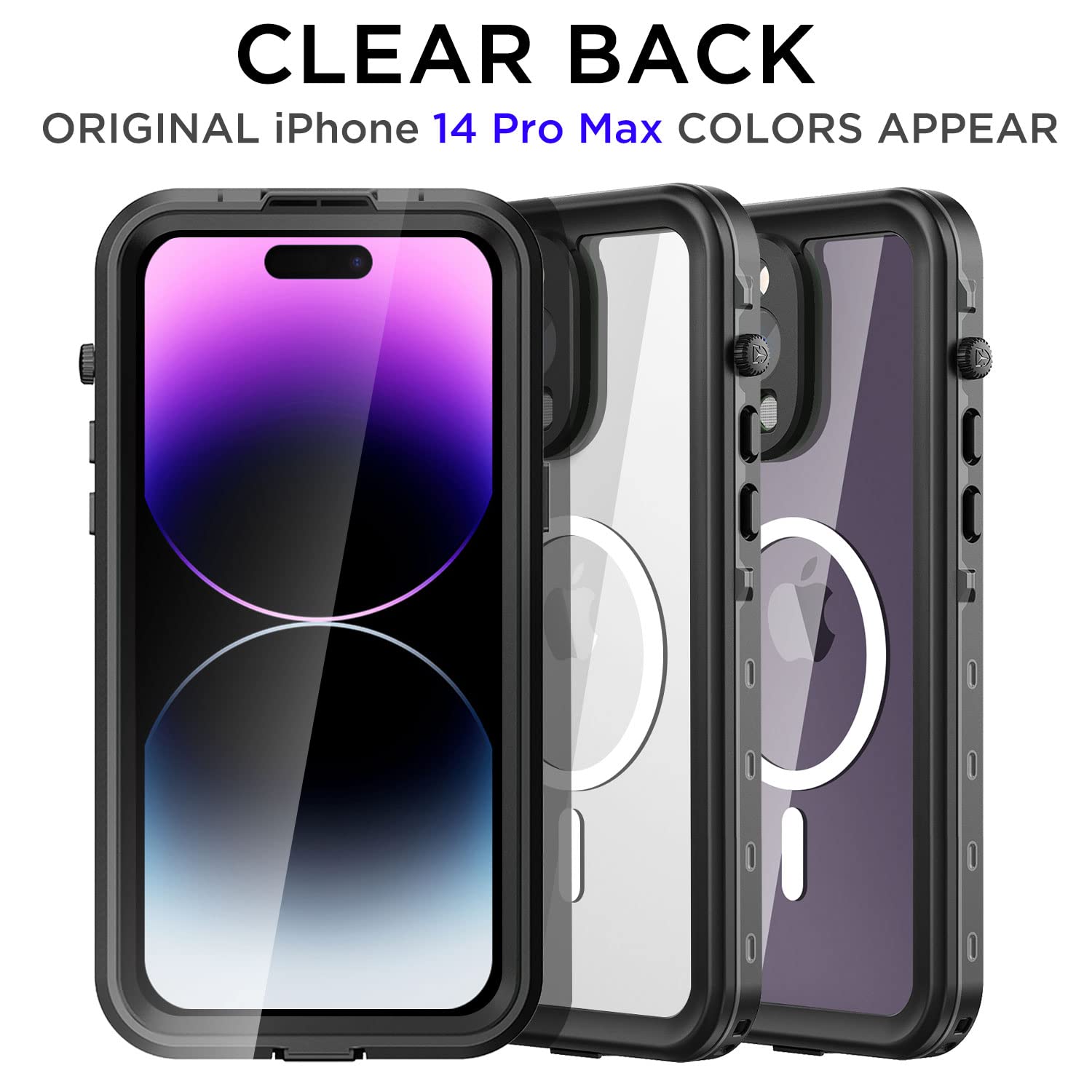AICase Funda Impermeable para iPhone 14 Pro MAX a Prueba de Nieve, Polvo y Golpes, protección de 360° certificada IP68, Funda Protectora subacuática Totalmente sellada para iPhone 14 Pro MAX de 6,7"