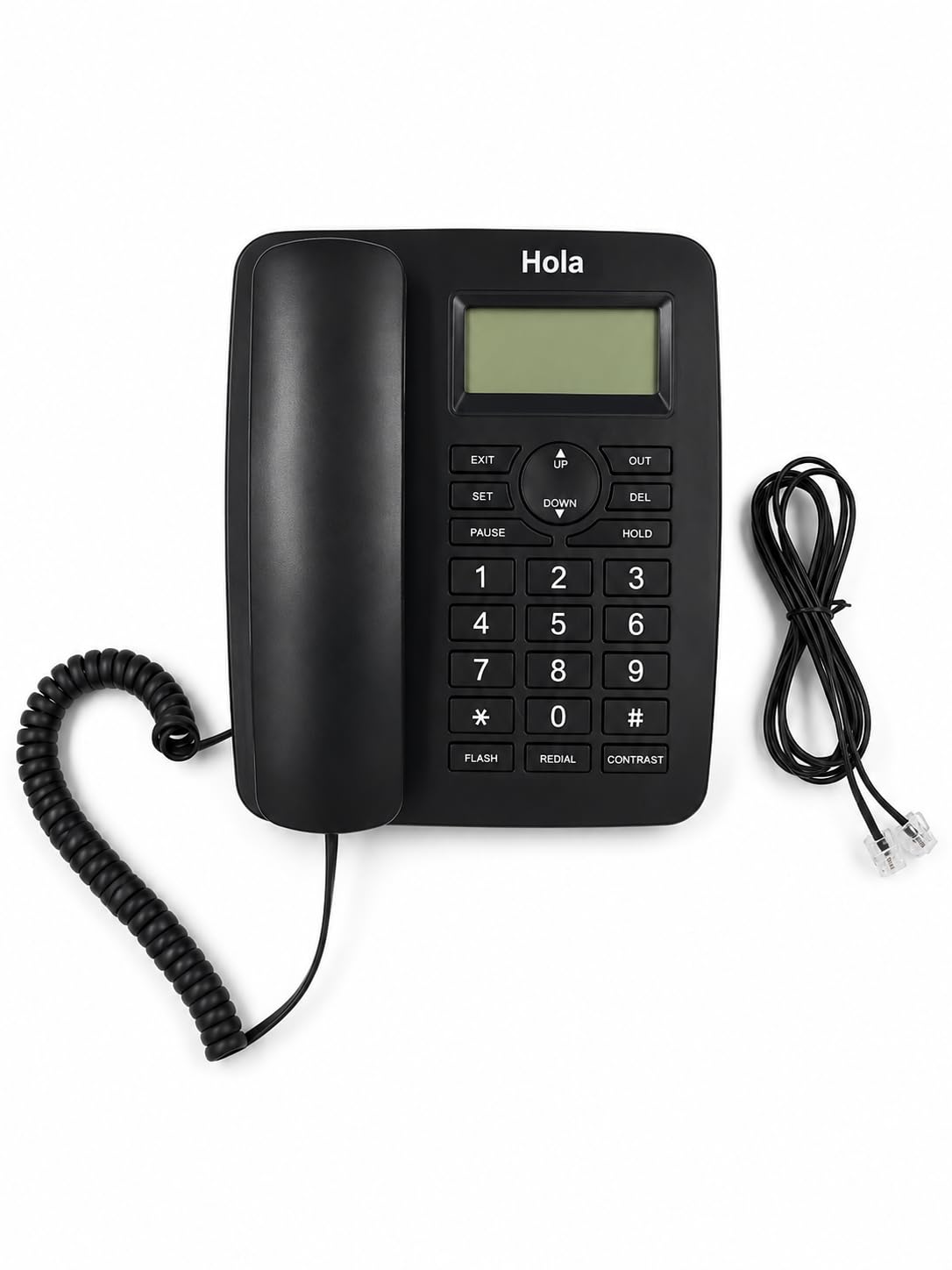 Hola TF-600 CLI Caller ID Wall Mountable Landline Phone for Intercom and EPABX Desk(Black)