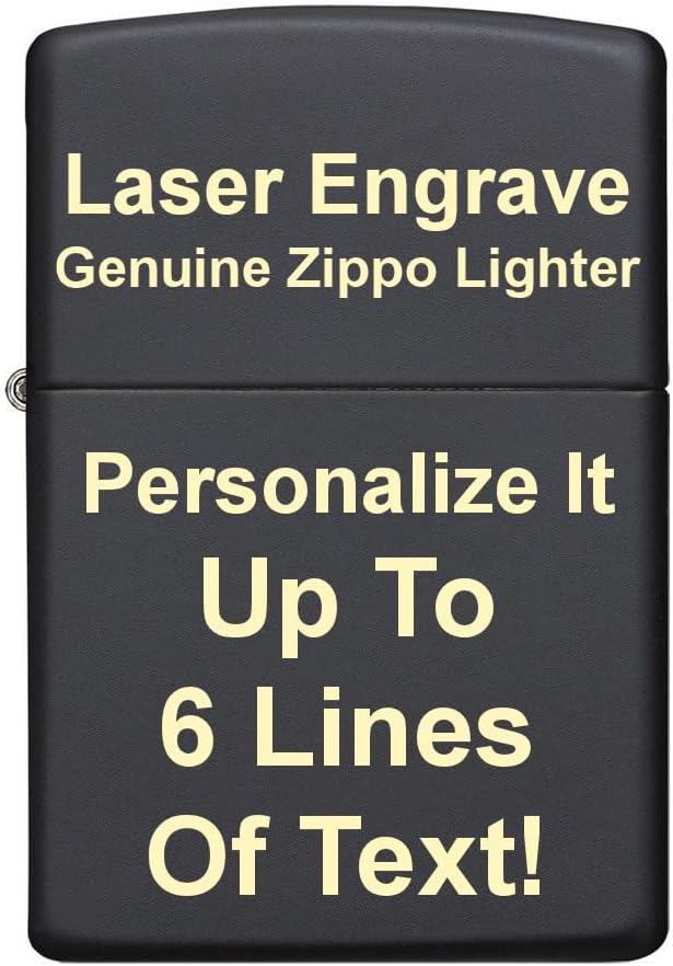 Custom Engrave Zippo Lighter Personalized Laser Engraved Zippo Lighter Up to 6 Lines of Text! Choose from Multiple Colors!