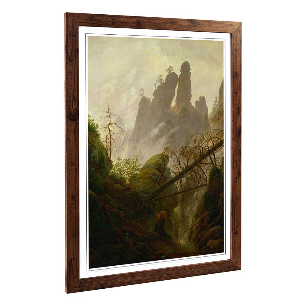Big Box Art Framed Print of Friedrich Caspar David Rocky Ravine Design | Wall Art Picture | Home Decor for Kitchen, Living Room, Bedroom, Hallway, Walnut, A2 / 24.5x18 Inch / 62x45cm