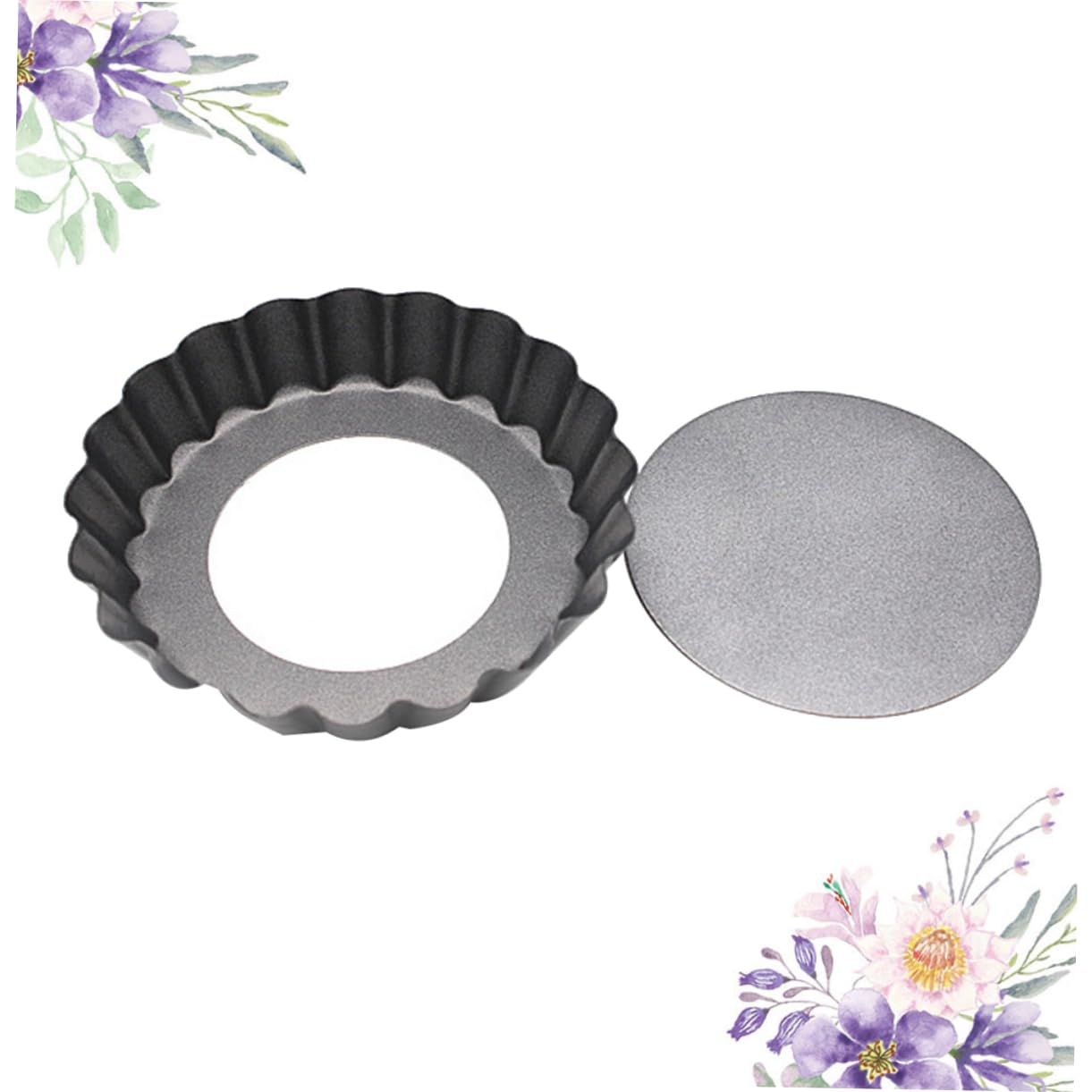 Unomor 2Pcs Round Baking Tray Non Stick Mini Tart Pan Baking Mat for Bread Cake and Muffin Creations Easy to Clean for Festive Treats