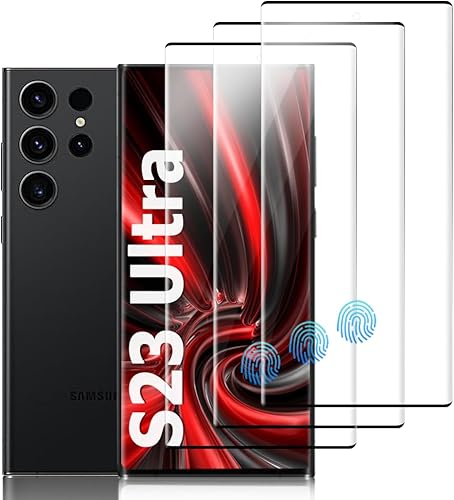 AYCFING Paquete de 3 protectores de pantalla para Galaxy S23 Ultra, resistentes a los arañazos, vidrio templado 9H transparente con alta definición,