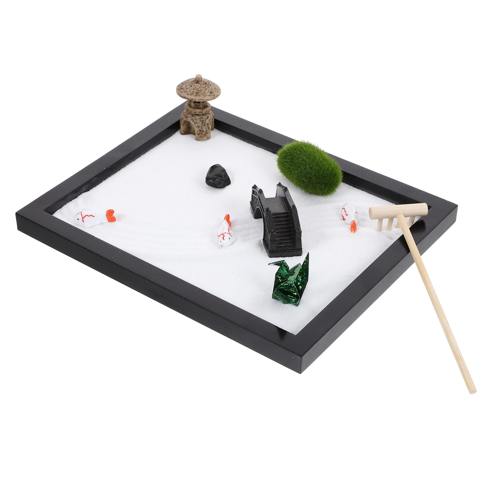 Hemoton Sandbox Decor Set Black Mini Zen Garden Landscape with Sand Toys Desk Accessory
