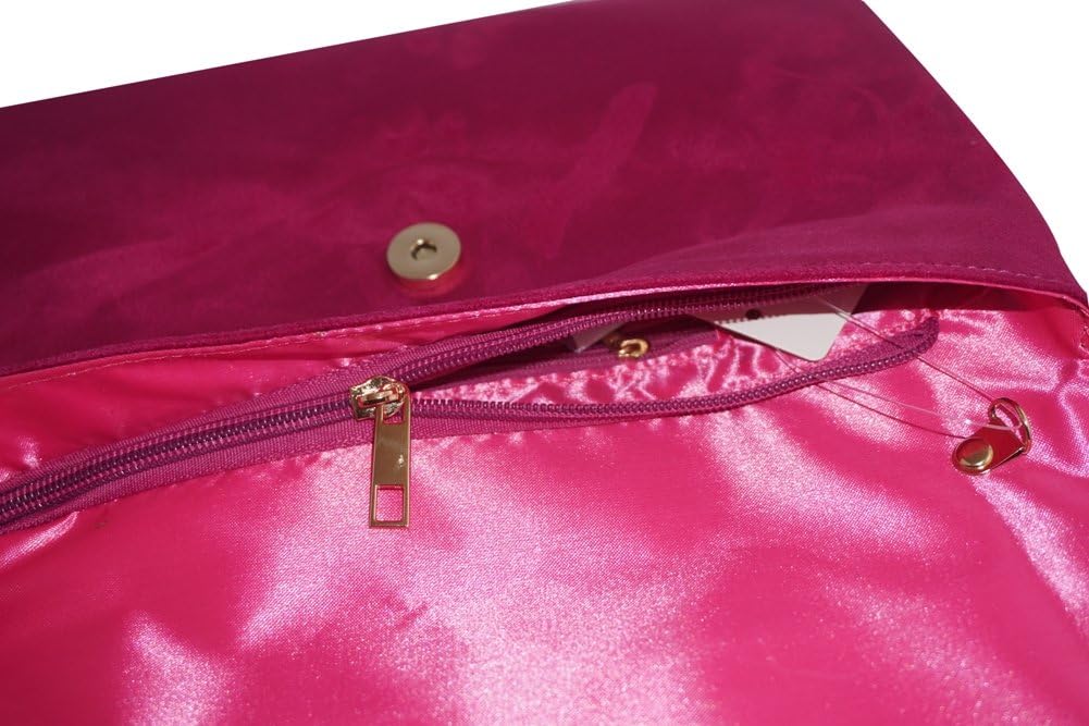 Chicastic Envelope Foldover Casual Evening Clutch Bag Fuchsia Suede