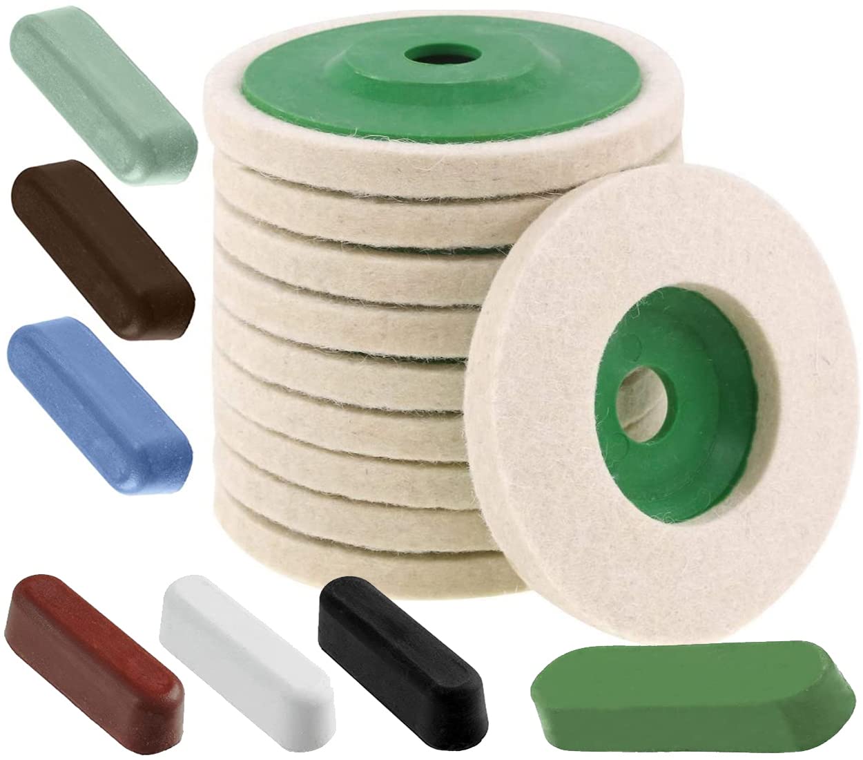 DIY Crafts 1 Kit 1X Felt Pad, Blue 1x Paste, 1 Pc Polishing Cutting Compounds + Wool Felt Wheel Disc Kit for Angle Grinder Comes Buffing for Polish (1 Kit 1X Felt Pad, Blue 1x Paste)