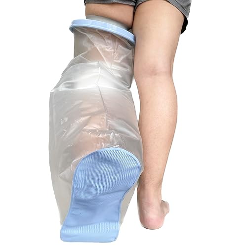 Miniatura 5 de Extra grande  Funda protectora impermeable para adultos de pierna corta, antideslizante, para ducha, extra ancha, pierna bajapantorrilla, bolsa