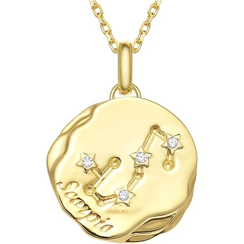 S925 Sterling Silver Lab Grown Diamond Necklace for Womens,Zodiac 12 Constellation ...