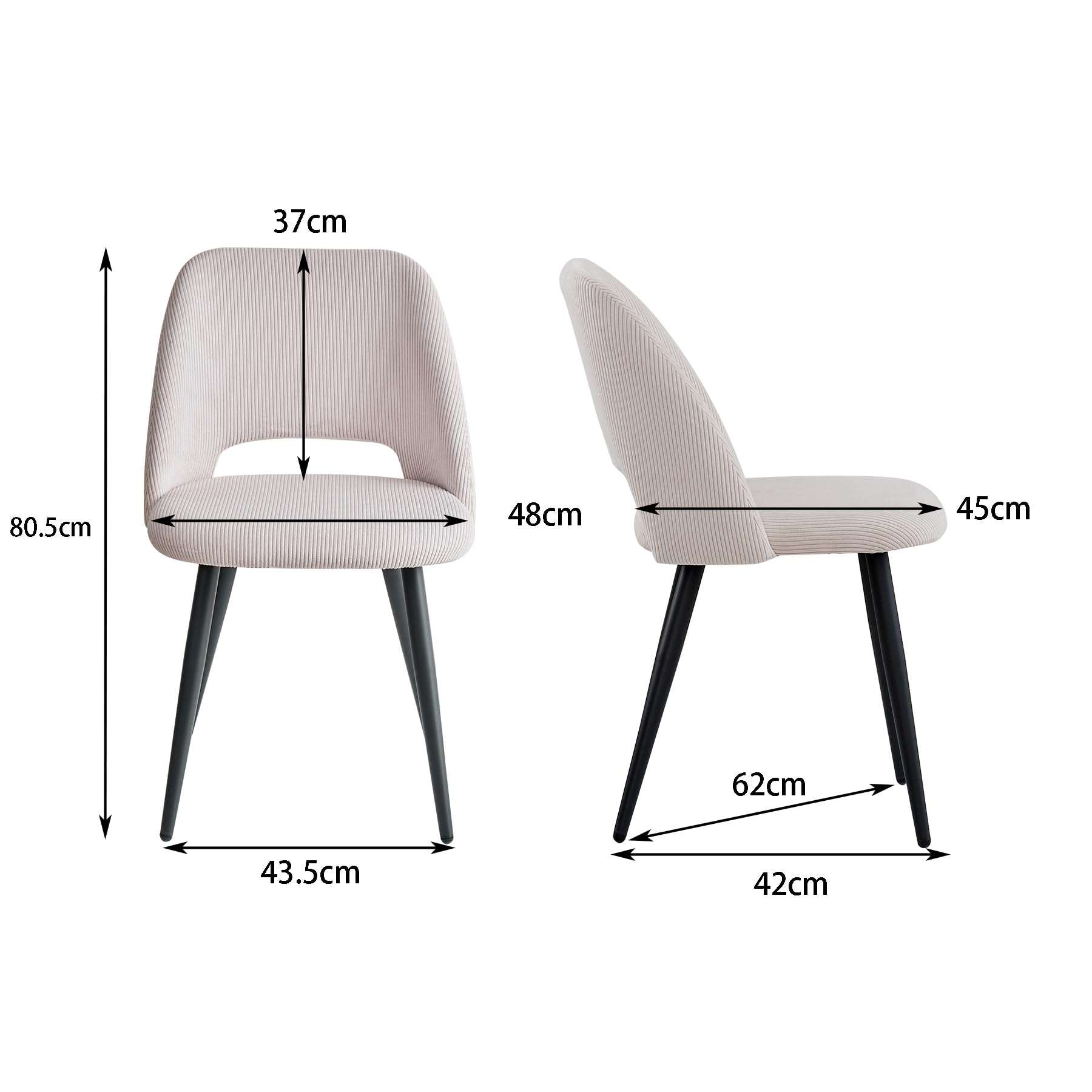 GrandCA HOME 4 Sedie da Pranzo Moderne, Sedie da Cucina Imbottite con Schienale Cavo in Velluto a Coste, per Sala da Pranzo, Cucina, Soggiorno, Camera da letto (Beige)