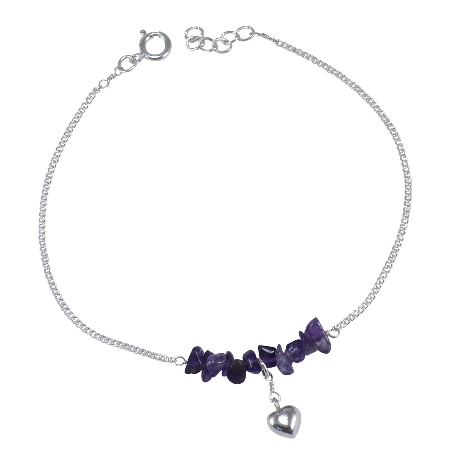Amethyst Purple Gemstone 925 Sterling Silver Single Piece Anklet for Women-image-42