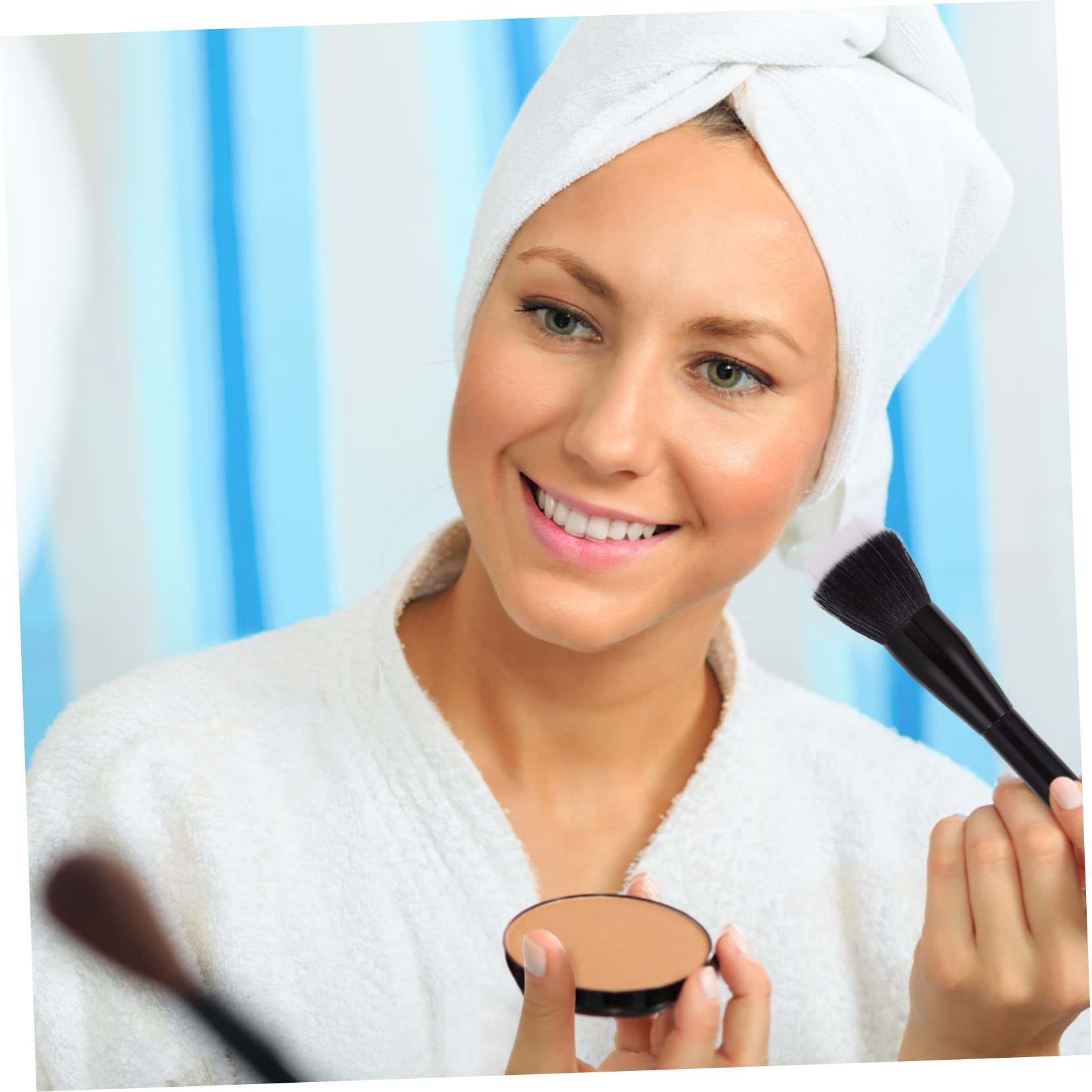 AUTSUPPL Double Fiber Makeup Brush Wooden Handle Bright Blush Brush Practical Makeup Brush Small and Large Blush Brush Set