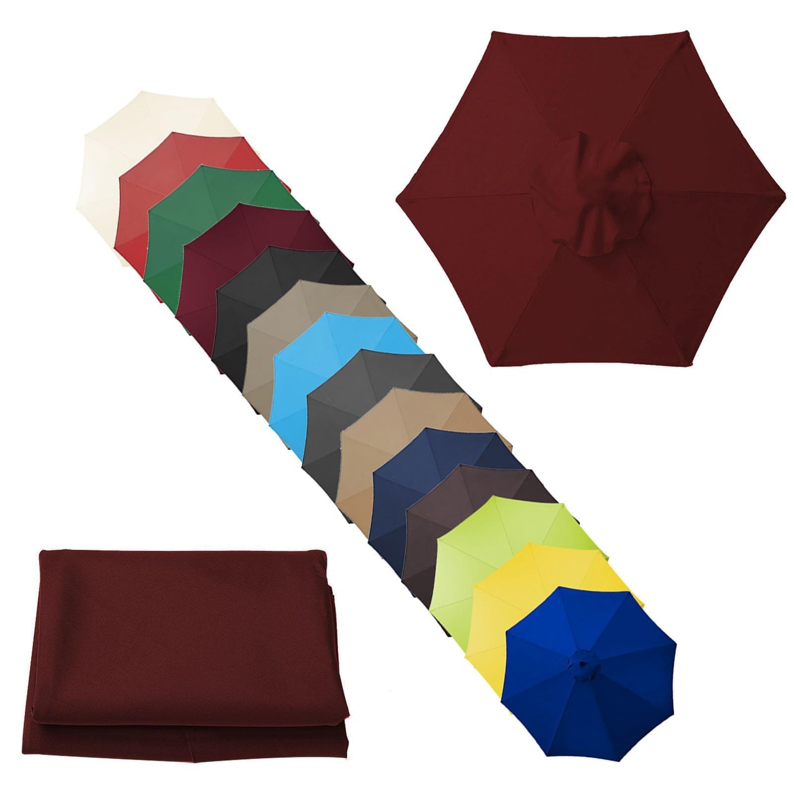 Replacement Canopy Patio Umbrella - Umbrella Canopy Cloth Replacement Top Canopy for Umbrella, Wine red, 6 ribs-2m(6.5ft)