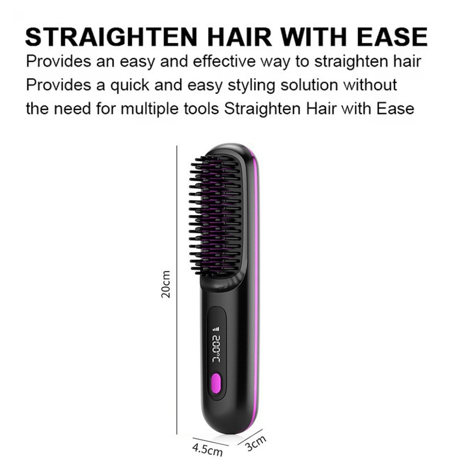 Stylingbürste,Stylingbürste Für Kurze Haare,Glättbürste Kabellos mit LED-Anzeige, Haarbürste Elektrisch, 3 Temperaturstufen, für Glattes, Lockiges und Trockenes Haar,Präzises Styling