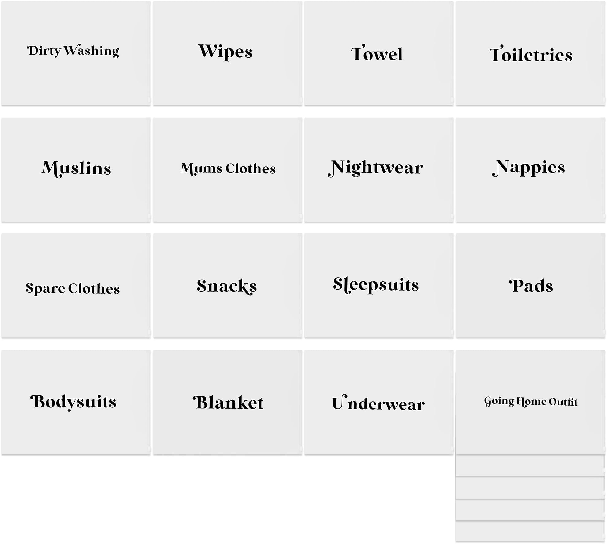20Pcs Hospital Bag Organiser Pouches, 48 * 28cm Hospital Bag Maternity Essentials Labelled, Reusable Plasitc Bags with Ziplock for Mum to Be and Newborn Baby - Labor & Delivery