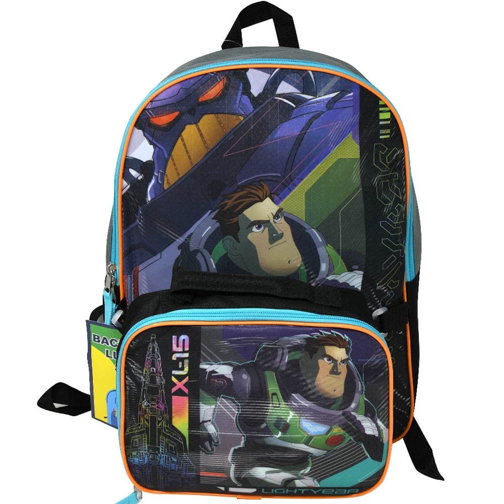 Bioworld Blue Buzz Lightyear 16 Inches Large Backpack With Lunch Bag Set