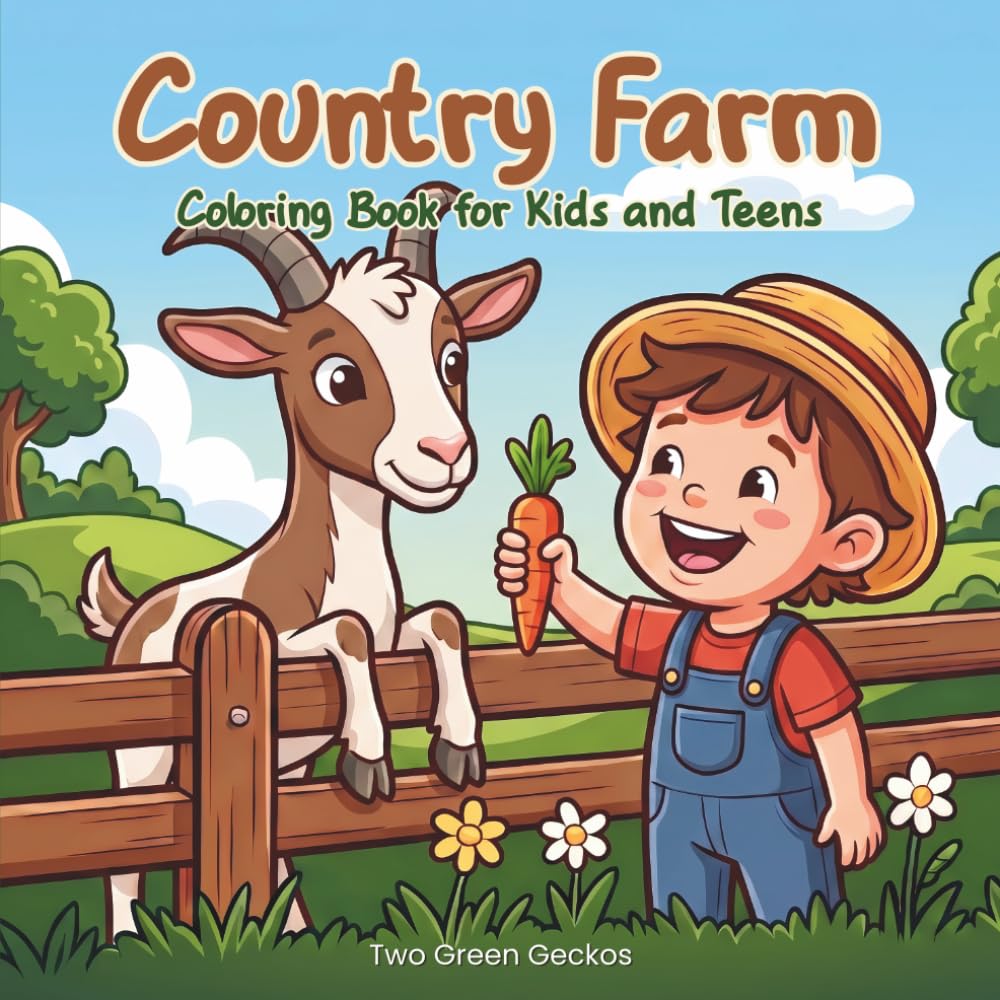 Country Farm: Coloring Book for Kids and Teens Featuring Beautiful Countryside Scenes