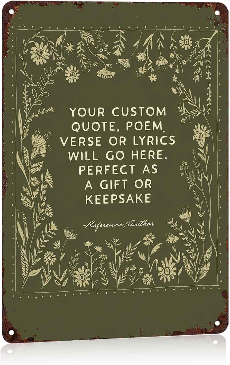 Customizable Floral Vintage Metal Wall Art Signs 8X12 Inch