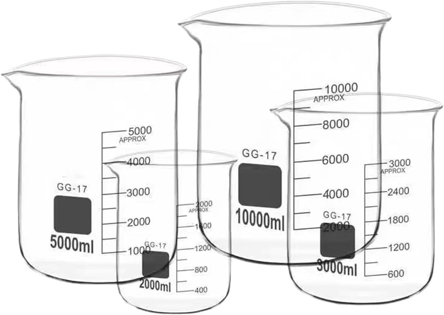 Zlewka pomiarowa, odporna na wysokie temperatury, pojemność 5000 ml, do użytku laboratoryjnego, idealna do eksperymentów naukowych i potrzeb kulinarnych, 1 sztuka